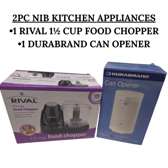 SET OF BRAND NEW IN DAMAGED BOX KITCHEN APPLIANCES - FOOD CHOPPER & CAN OPENER - Picture 1 of 2